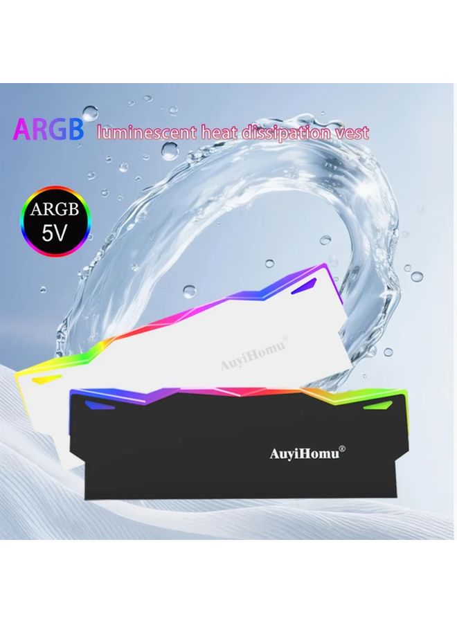 2pcs White ARGB Memory Heatsink USB Powered For DDR3 DDR4 DDR5 ECC - Image 1